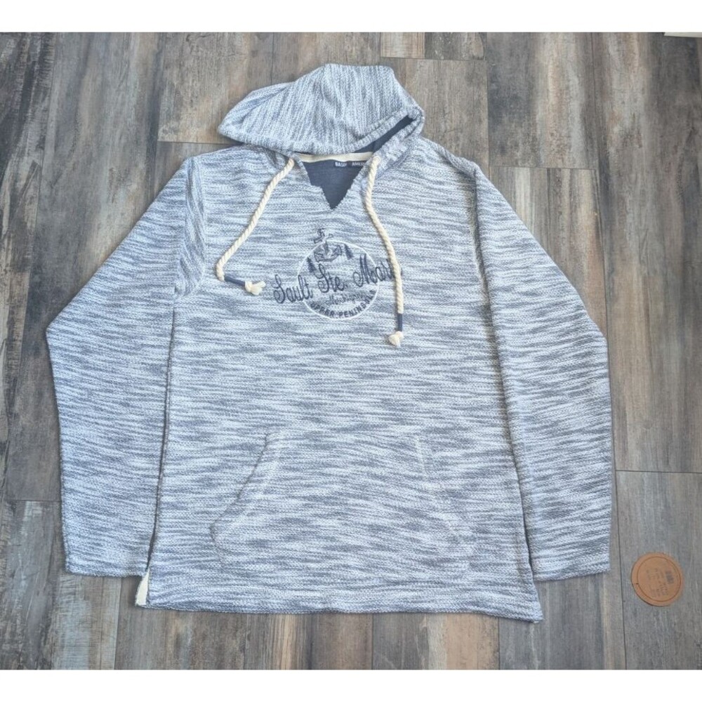 NWT Sault Ste. Marie Upper Peninsula Michigan Surfer Style Heathered Blue Hoodie